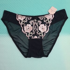 VTG Gilligan & O'Malley Pretty Mesh Embroidered Bikini Panty Size Sm